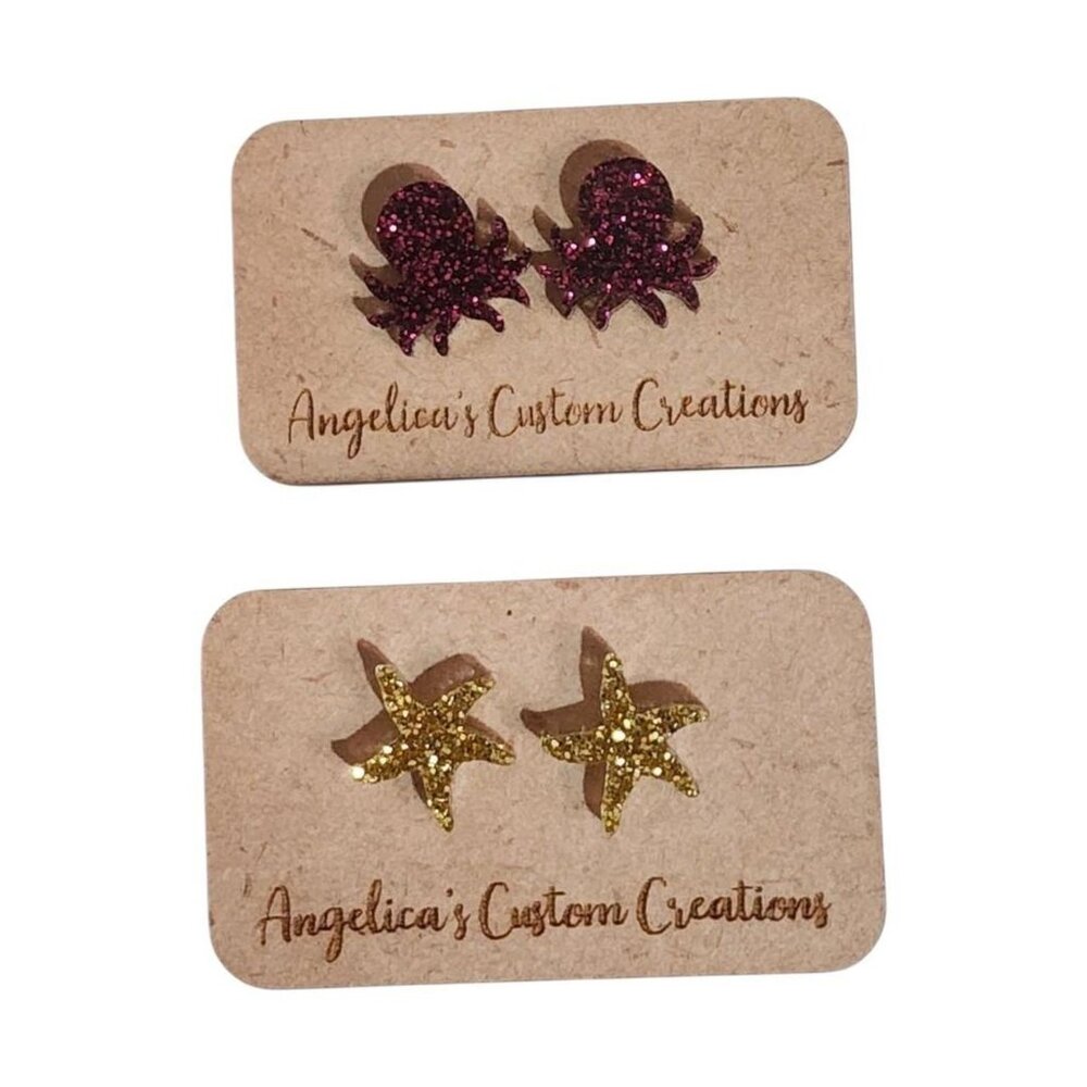 Sea Sparkle Acrylic Stud Set - Black/Gold